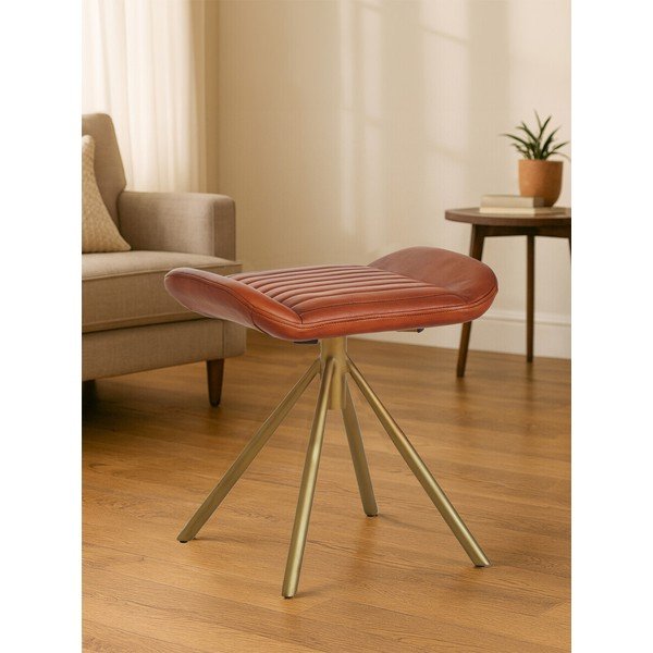 Rudos spalvos taburetė iš odos Buffalo – Premier Housewares-image-1