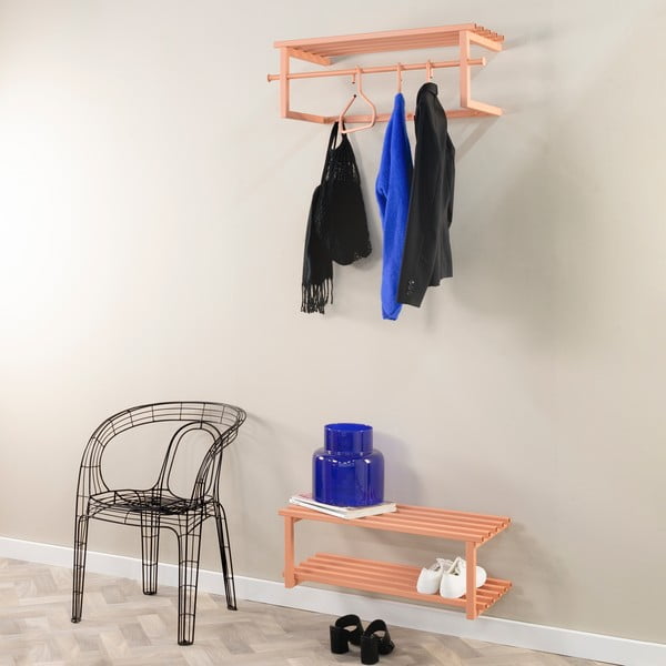 Rausvos spalvos iš metalo pakabinama spintelė batams 71x26x34 cm Marco – Spinder Design-image-3