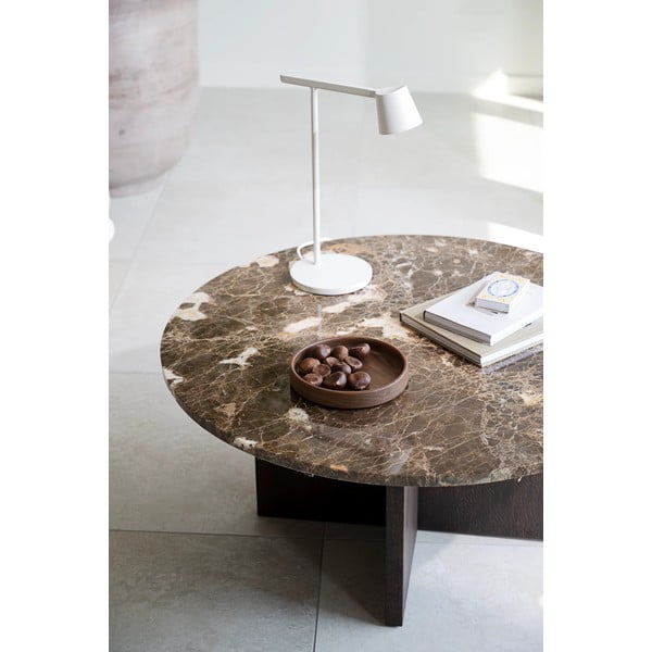 Rudos spalvos marmurinis apvalus kavos staliukas 90x90 cm Brooksville - Rowico-image-1