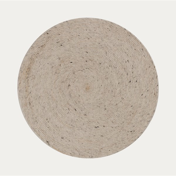 Rankų darbo šviesiai pilkos spalvos/dramblio kaulo spalvos iš vilnos apvalios formos kilimas ø 200 cm Takashi – Kave Home-image-4