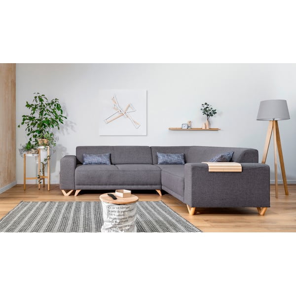 Pilkos spalvos sulankstoma/su sandėliavimo vieta kampinė sofa (su dešiniuoju kampu/„L“ formos) Classy Sophie – Miuform-image-1