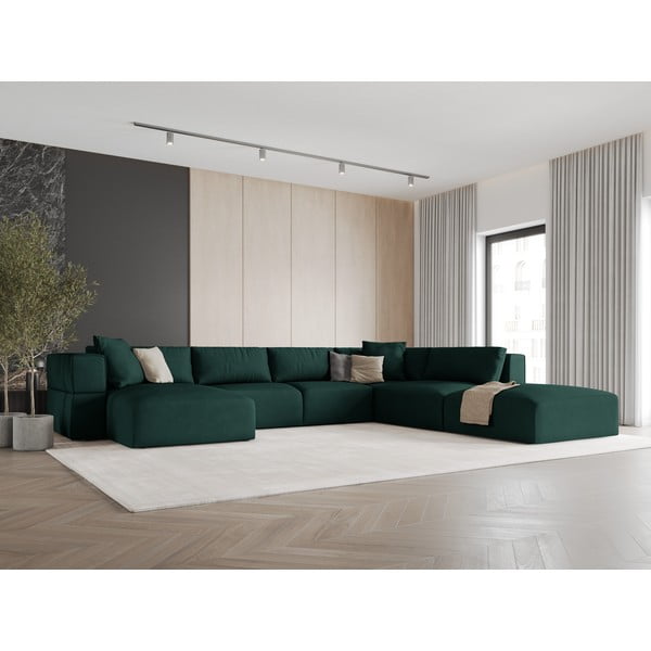 Kampinė sofa žalios spalvos (su dešiniuoju kampu/„U“ formos) Esther – Milo Casa-image-1