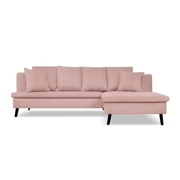 Šviesiai rausva sofa keturiems asmenims su šezlongu dešinėje pusėje Cosmopolitan design Hamptons
