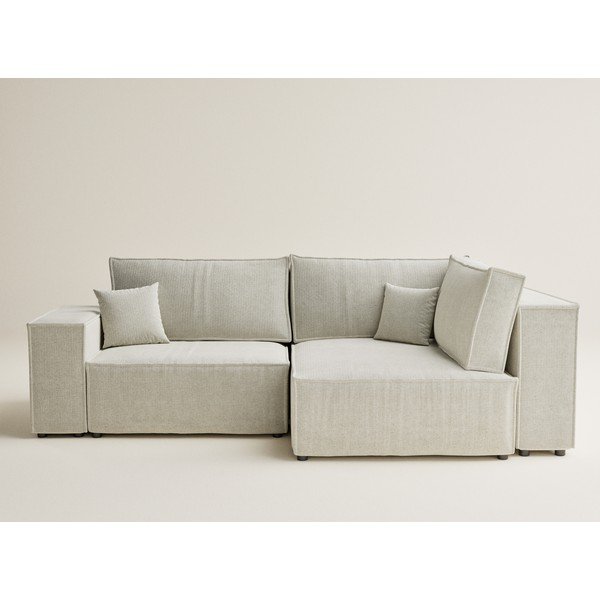 Kreminės spalvos sulankstoma/su sandėliavimo vieta kampinė sofa iš šenilinio audinio (su dešiniuoju kampu/„L“ formos) Tonga – Maison de Rêve-image-2