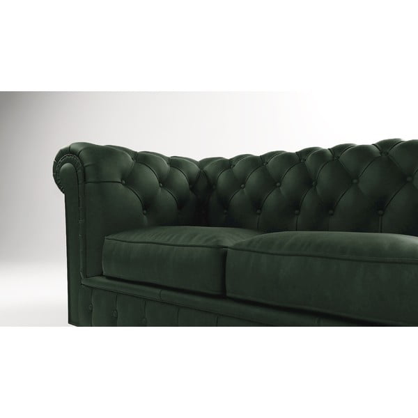 Tamsiai žalia aksomo sofa 230 cm Cambridge - Ropez-image-3