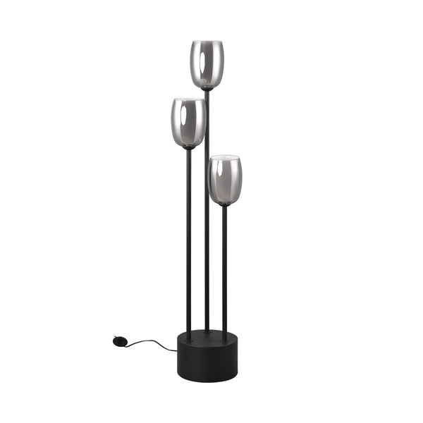 Pastatomas šviestuvas juodos spalvos/sidabrinės spalvos (aukštis 140 cm) su stiklo gaubtu Barret – Trio Select