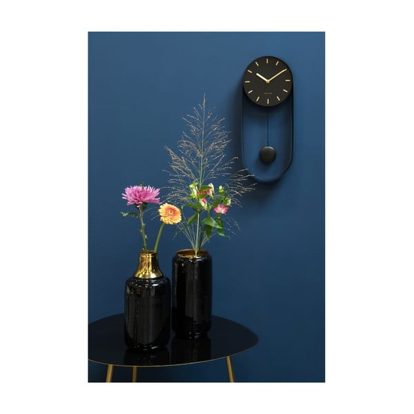 Juodas švytuoklinis sieninis laikrodis Karlsson Charm-image-2