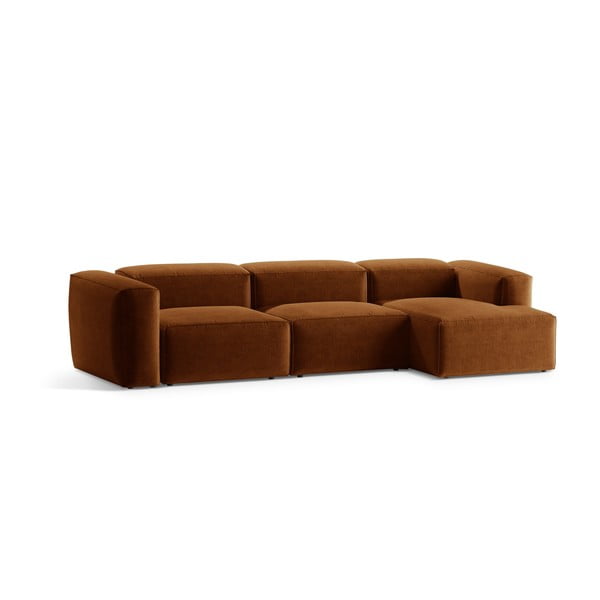 Raudonos plytų spalvos kampinė sofa (su dešiniuoju kampu/su gultu) Bergamo – Cosmopolitan Design-image-2