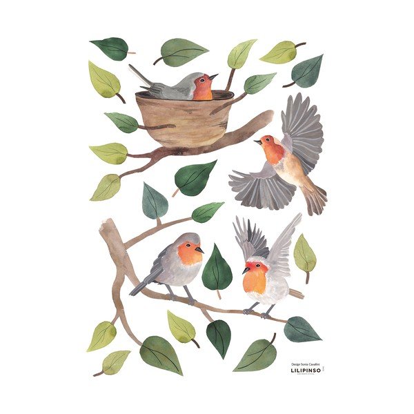 Lipdukų lapas 30x42 cm Robins Redbreast – Lilipinso