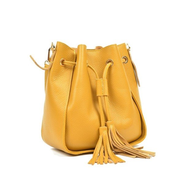 Geltonos spalvos odinė rankinė Carla Ferreri Jessie-image-3