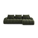 Žalios spalvos iš velveto sulankstoma/su sandėliavimo vieta kampinė sofa (su dešiniuoju kampu/su gultu) Linz – Cosmopolitan Design