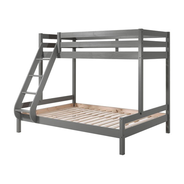 Pilka dviaukštė lova vaikams 140x200/90x200 cm Pino - Vipack