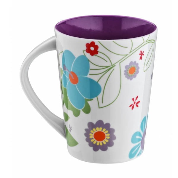 Violetinis porcelianinis puodelis Gėlės, 400 ml