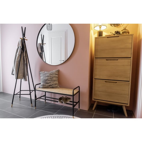 Juoda/natūrali metalinė batų lentyna su suoliuku Loft - Wenko-image-1