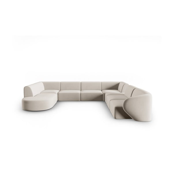 Smėlio spalvos iš velveto kampinė sofa (su dešiniuoju kampu/„U“ formos) Paolo – Milo Casa