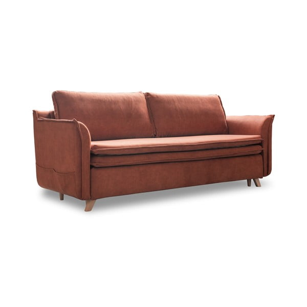 Iš velveto sulankstoma sofa raudonos plytų spalvos 225 cm Charming Charlie – Miuform