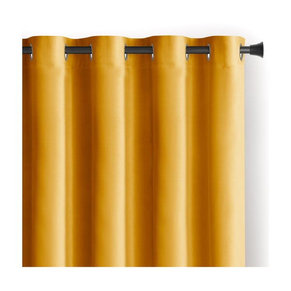 Geltonos spalvos iš velveto pritemdymas (dalinis užtemimas) užuolaida 140x245 cm Eyelets – Restilo