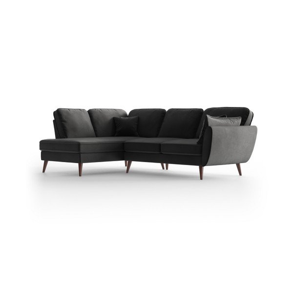 Pilka aksominė kampinė sofa My Pop Design Auteuil, kairysis kampas-image-3