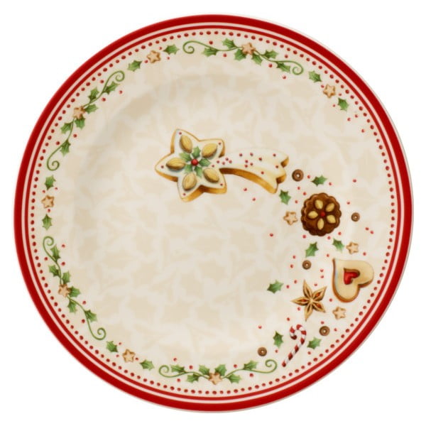 Smėlio spalvos porcelianinė lėkštė su kalėdiniu motyvu Villeroy & Boch Falling Stars, ø 21,5 cm