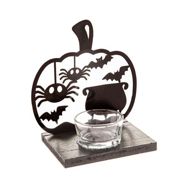 Iš medžio žvakidė su Helovyno motyvu Happy Halloween – Dakls