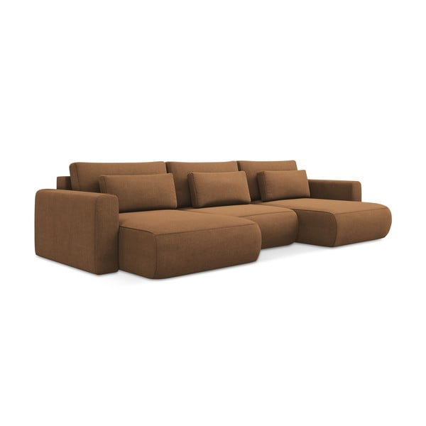 Terakotos spalvos sulankstoma/su sandėliavimo vieta kampinė sofa („U“ formos) Kapua – Makamii-image-3