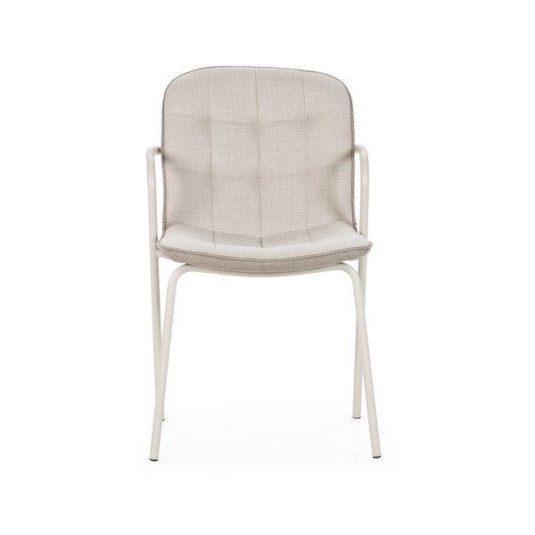 Smėlio spalvos iš audinio valgomojo kėdė su porankiais Angie – Marckeric-image-2