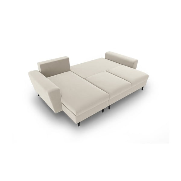 Smėlio spalvos iš velveto sulankstoma/su sandėliavimo vieta kampinė sofa Kyoto – Cosmopolitan Design-image-2