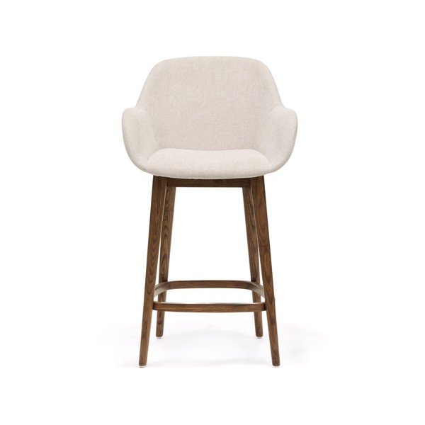 Smėlio spalvos iš audinio baro taburetė su porankiais (sėdynės aukštis 66 cm) Konna – Kave Home-image-2