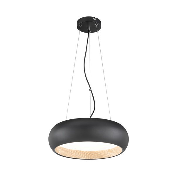 Kabantis šviestuvas juodos spalvos LED su pritemdymo funkcija ø 40 cm su metaliniu gaubtu Wood – Fischer & Honsel