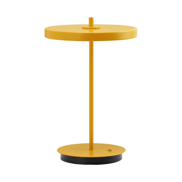 Geltonos spalvos iš metalo stalinis šviestuvas LED (aukštis 31 cm) su metaliniu gaubtu Asteria Move – UMAGE