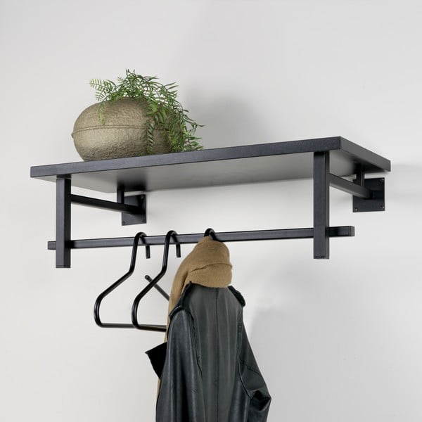 Juodos spalvos iš metalo sieninė lentyna su lentyna 76 cm Simplon – Spinder Design-image-1