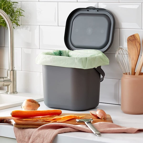 Baltas kompostuojamų atliekų konteineris 6 L Albula - Rotho-image-1