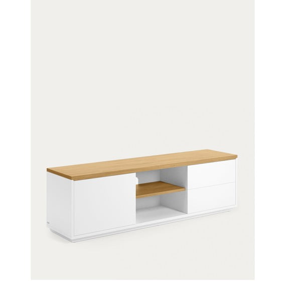 Baltos spalvos TV spintelė iš ąžuolo 150x44x36 cm Abilen – Kave Home-image-4