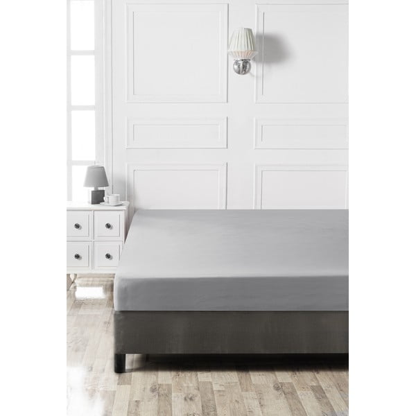 Pilka medvilninė paklodė 160x200 cm - Mijolnir-image-2