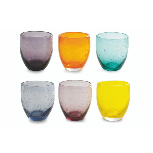 6 spalvotų stiklinių rinkinys Villa d'Este Cascina, 280 ml