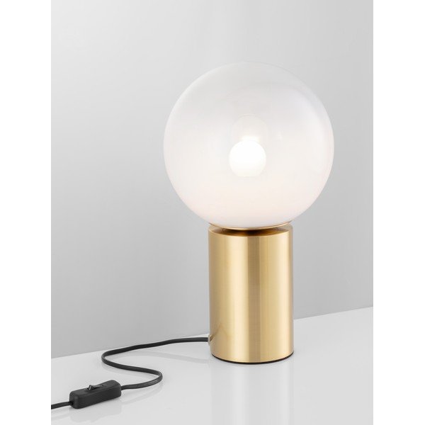 Baltos spalvos/auksinės spalvos iš stiklo stalinis šviestuvas (aukštis 35,5 cm) Vita – Nova Luce-image-2