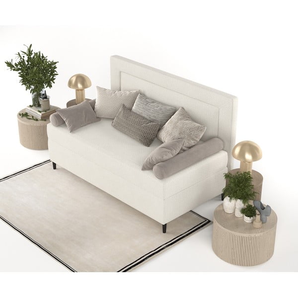 Viengulė lova smėlio spalvos audiniu dengta 100x200 cm Alba – Maison de Rêve-image-4