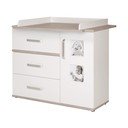 Žema su vystymo stalu vaikiška šoninė spintelė baltos spalvos iš guobos 117x102 cm Moritz – Roba