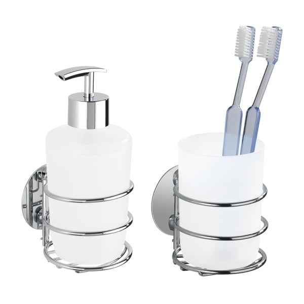 Klijuojamas iš nerūdijančio plieno vonios reikmenų rinkinys pilkos spalvos Turbo-Loc – Wenko