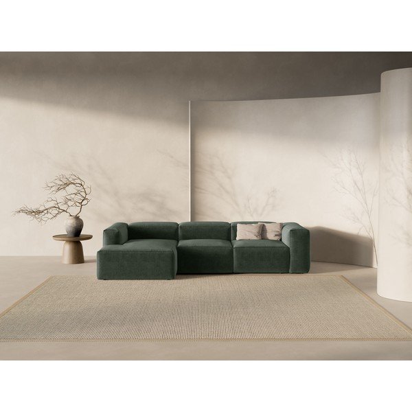 Žalios spalvos kampinė sofa (su kairiuoju kampu/su gultu) Bergamo – Cosmopolitan Design-image-1