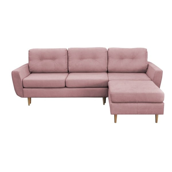 Šviesiai rožinė sofa-lova su šviesiomis kojomis Mazzini Sofos Tulipe, dešinysis kampas