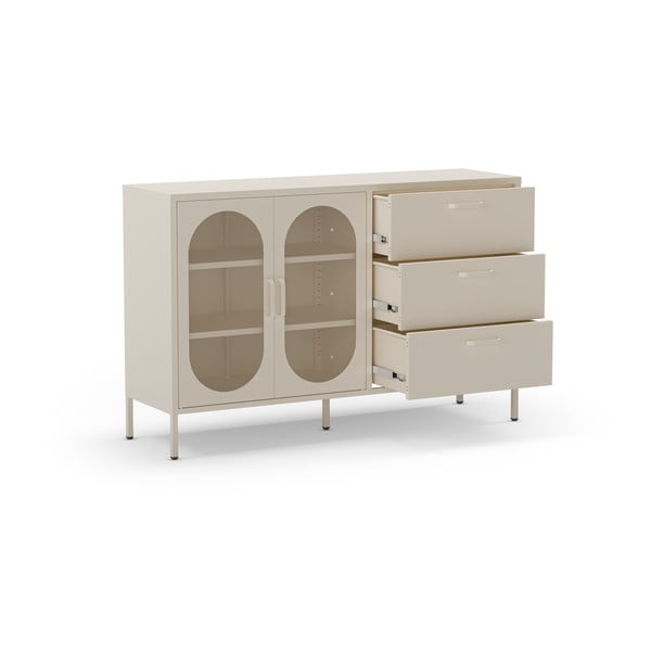 Šoninė spintelė kreminės spalvos 140x90 cm Diora – Marckeric-image-4