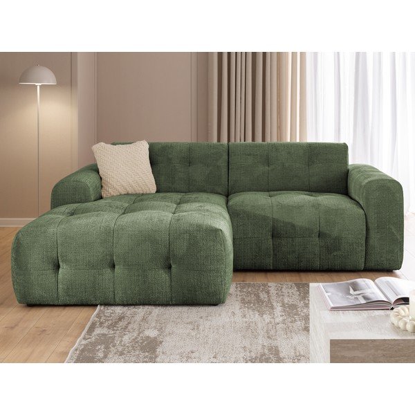 Žalios spalvos kampinė sofa (su kairiuoju kampu/su gultu) Melva – Ropez-image-4