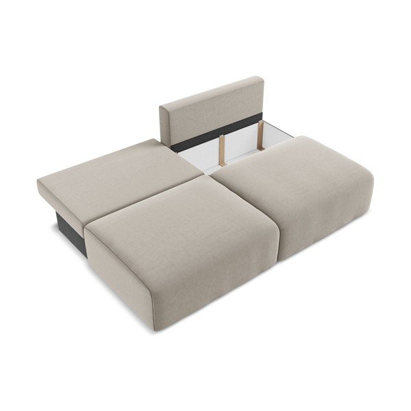Taupe spalvos sulankstoma/su sandėliavimo vieta sofa iš velveto 216 cm Kalena – Makamii-image-4