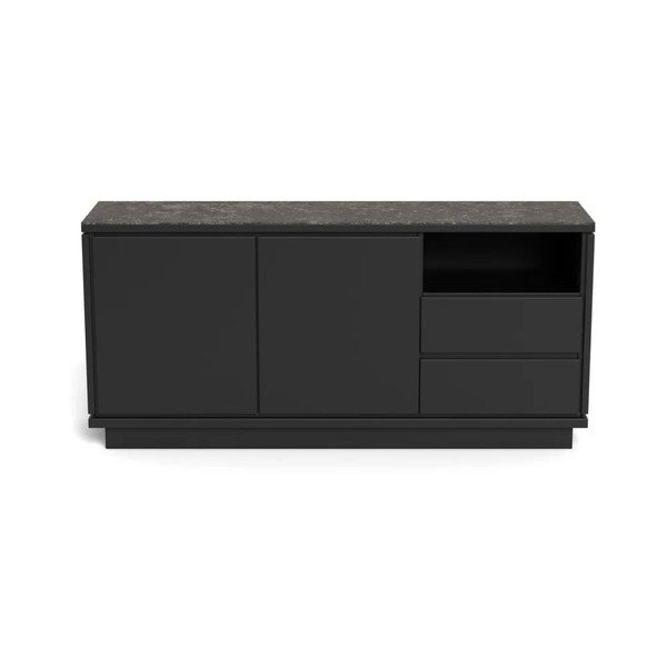 Juodos spalvos iš MDF plokštės šoninė spintelė 160x75x40 cm Tribeca – Actona-image-3