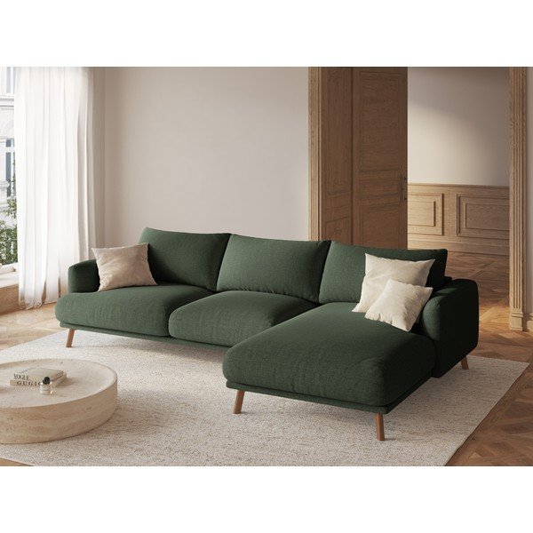 Žalios spalvos kampinė sofa (su dešiniuoju kampu/su gultu) Naomi – Micadoni -image-1