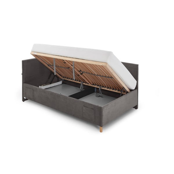 Antracito spalvos kampinė iš audinio vaikiška lova su sandėliavimo vieta su lovos grotelėmis 120x200 cm Cool – Meise Möbel-image-4