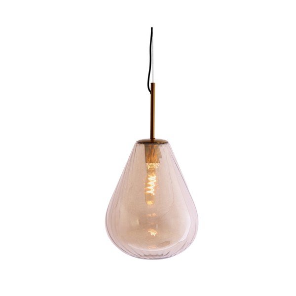 Gintarinės spalvos kabantis šviestuvas su stiklo gaubtu Leona – Light & Living-image-1