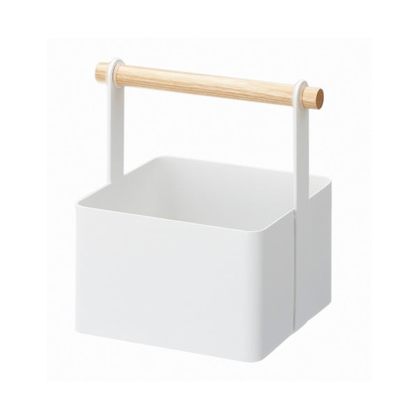 Balta daugiafunkcinė dėžutė su bukmedžio detalėmis YAMAZAKI Tosca, 16 cm ilgio