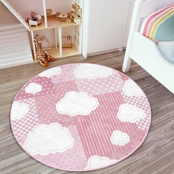 Vaikiškas kilimas rožinės spalvos ø 100 cm Comfort – Mila Home-image-1